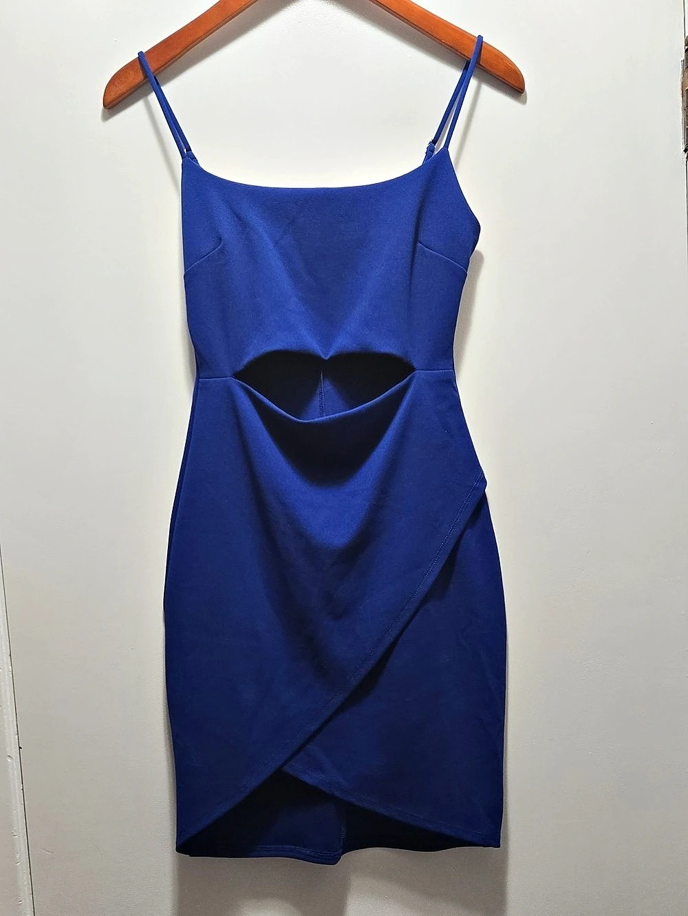 Lulus Cutout On The Town Royal Blue Cutout Bodycon Dress Blue Small